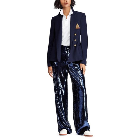 NWT Polo Ralph Lauren Women's Double Breast Wool Crest Patch Blazer Jacket 8 - Picture 4 of 9